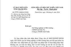 Tiếp tục tạm dừng hoạt động khai thác tại mỏ đá của Công ty TNHH Anh Tuấn tại xã Cẩm Tú