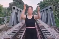 Xử phạt một phụ nữ livestream tập thể dục giữa đường ray