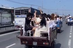 Rước d&acirc;u kiểu lạ tr&ecirc;n Quốc lộ 1A: 3 xe bị tịch thu, phạt hơn 33 triệu đồng