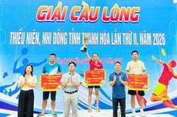 Bế mạc Giải cầu l&ocirc;ng thiếu ni&ecirc;n, nhi đồng tỉnh Thanh H&oacute;a lần thứ II, năm 2026
