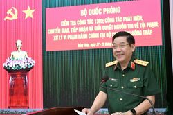 Thượng tướng Nguyễn Văn Gấu kiểm tra c&ocirc;ng t&aacute;c 1389 tại Đồng Th&aacute;p