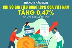 Chỉ số giá tiêu dùng tháng 8-2026 tăng 0,47%
