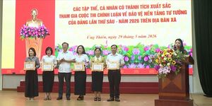 Xã Ứng Thiên trao giải cuộc thi bảo vệ nền tảng tư tưởng của Đảng