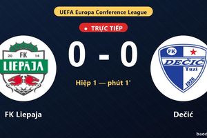TRỰC TIẾPTrực tiếp FK Liepaja vs Dečić: Hết hiệp 1, hòa 0-0