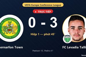 TRỰC TIẾPTrực tiếp Caernarfon Town vs FC Levadia Tallinn: Hết hiệp 1, FC Levadia Tallinn dẫn 3-0