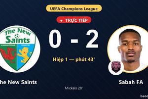 TRỰC TIẾPTrực tiếp The New Saints vs Sabah FA: Sabah FA nhân đôi cách biệt