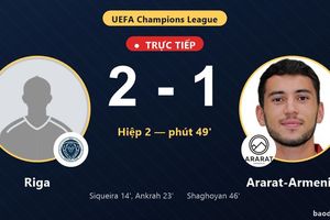 TRỰC TIẾPTrực tiếp Riga vs Ararat-Armenia: Ararat-Armenia rút ngắn cách biệt 2-1