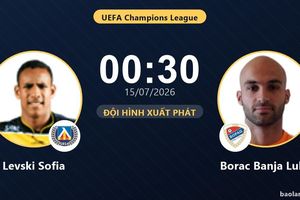 TRỰC TIẾPTrực tiếp Levski Sofia vs Borac Banja Luka: Đội hình xuất phát