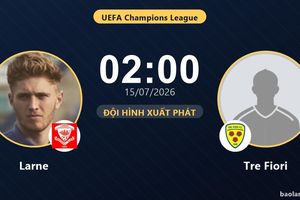 TRỰC TIẾPTrực tiếp Larne vs Tre Fiori: Trận đấu đang diễn ra