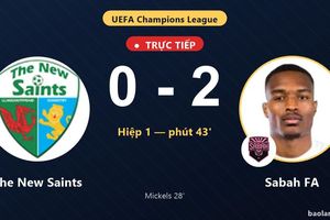 TRỰC TIẾPTrực tiếp The New Saints vs Sabah FA: Hết hiệp 1, Sabah FA dẫn 2-0