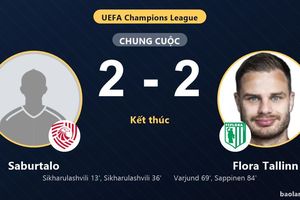 Saburtalo và Flora Tallinn bất phân thắng bại ở vòng loại Champions League