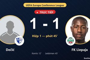 TRỰC TIẾPTrực tiếp Dečić vs FK Liepaja: Hết hiệp 1, hòa 1-1