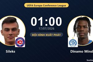 TRỰC TIẾPTrực tiếp Sileks vs Dinamo Minsk: Đội hình xuất phát