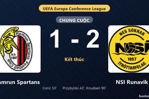 Thống kê trận đấu Hamrun Spartans 1-2 NSI Runavik: P. Knudsen tỏa sáng, NSI Runavik giành trọn 3 điểm