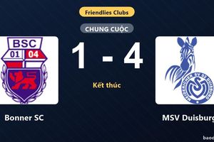MSV Duisburg thắng đậm, Bonner SC nhận thất bại ở trận giao hữu