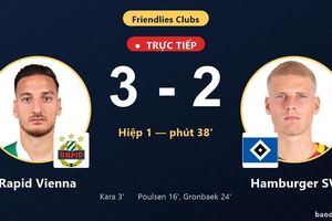 TRỰC TIẾPTrực tiếp Rapid Vienna vs Hamburger SV: Hết hiệp 1, Rapid Vienna dẫn 3-2