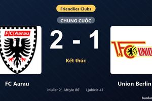 Thống kê trận đấu FC Aarau 2-1 Union Berlin: D. Afriyie tỏa sáng, FC Aarau giành trọn 3 điểm