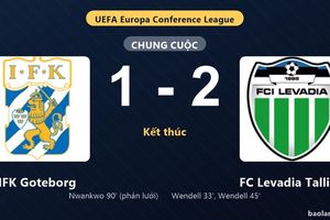 Thống kê trận đấu IFK Goteborg 1-2 FC Levadia Tallinn: Wendell tỏa sáng, FC Levadia Tallinn giành trọn 3 điểm