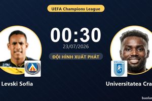 TRỰC TIẾPTrực tiếp Levski Sofia vs Universitatea Craiova: Đội hình xuất phát