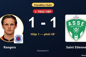 TRỰC TIẾPTrực tiếp Rangers vs Saint Etienne: Hiệp 2 bắt đầu, hòa 1-1
