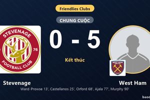 West Ham thắng đậm Stevenage trong trận giao hữu một chiều
