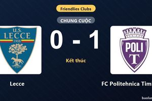 Thống kê trận đấu Lecce 0-1 FC Politehnica Timisoara: FC Politehnica Timisoara giành chiến thắng chung cuộc