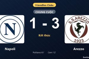 Thống kê trận đấu Napoli 1-3 Arezzo: Arezzo giành chiến thắng chung cuộc