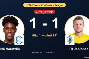 TRỰC TIẾPTrực tiếp NK Varazdin vs FK Jablonec: Hiệp 2 bắt đầu, hòa 1-1