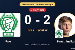 TRỰC TIẾPTrực tiếp Paks vs Panathinaikos: Panathinaikos nhân đôi cách biệt