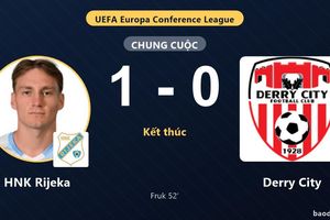 Fruk giúp HNK Rijeka đánh bại Derry City ở vòng loại Conference League