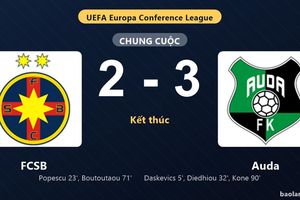 Thống kê trận đấu FCSB 2-3 Auda: K. Kone tỏa sáng, Auda giành trọn 3 điểm