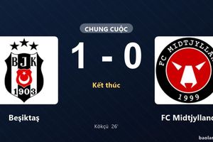 Thống kê trận đấu Beşiktaş 1-0 FC Midtjylland: Orkun Kökçü tỏa sáng, Beşiktaş giành trọn 3 điểm