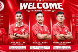 Thể Công Viettel công bố cùng lúc ba tân binh