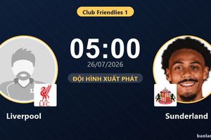 TRỰC TIẾPTrực tiếp Liverpool vs Sunderland: Đội hình xuất phát