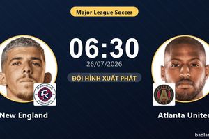 TRỰC TIẾPTrực tiếp New England vs Atlanta United: Đội hình xuất phát
