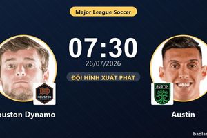 TRỰC TIẾPTrực tiếp Houston Dynamo vs Austin: Đội hình xuất phát