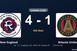 Thống kê trận đấu New England 4-1 Atlanta United: New England thắng đậm thuyết phục