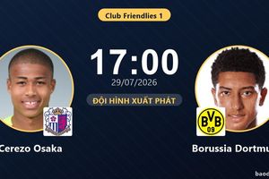 TRỰC TIẾPTrực tiếp Cerezo Osaka vs Borussia Dortmund: Đội hình xuất phát