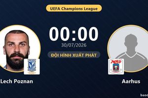 TRỰC TIẾPTrực tiếp Lech Poznan vs Aarhus: Aarhus kiểm soát, Lech Poznan tạo sức ép, chưa có bàn thắng