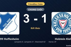 Thống kê trận đấu 1899 Hoffenheim 3-1 Holstein Kiel: M. Moerstedt tỏa sáng, 1899 Hoffenheim giành trọn 3 điểm