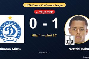 TRỰC TIẾPTrực tiếp Dinamo Minsk vs Neftchi Baku: Hiệp 2 bắt đầu, Neftchi Baku dẫn 1-0