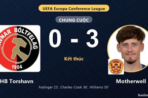 Motherwell thắng đậm, HB Torshavn thất thế ở vòng loại Conference League