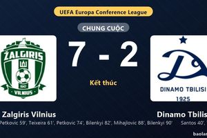 Thống kê trận đấu FK Zalgiris Vilnius 7-2 Dinamo Tbilisi: FK Zalgiris Vilnius thắng đậm thuyết phục