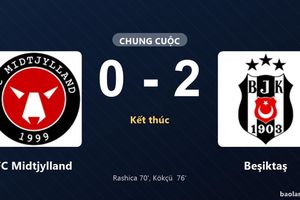 Thống kê trận đấu FC Midtjylland 0-2 Beşiktaş: Orkun Kökçü tỏa sáng, Beşiktaş giành trọn 3 điểm