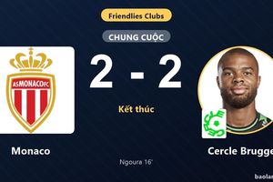 Monaco và Cercle Brugge bất phân thắng bại trong trận giao hữu