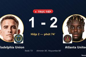 TRỰC TIẾPTrực tiếp Philadelphia Union vs Atlanta United: Philadelphia Union rút ngắn cách biệt 1-2