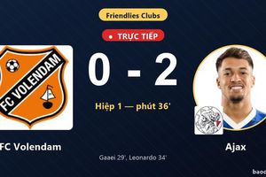 TRỰC TIẾPTrực tiếp FC Volendam vs Ajax: Hiệp 2 bắt đầu, Ajax dẫn 2-0