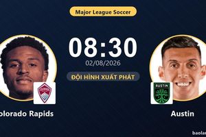 TRỰC TIẾPTrực tiếp Colorado Rapids vs Austin: Hiệp 2 bắt đầu, hòa 0-0
