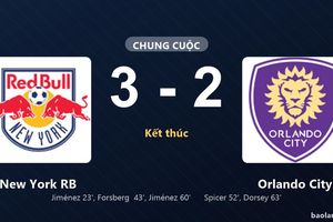 Thống kê trận đấu New York RB 3-2 Orlando City: Mijahir Jiménez tỏa sáng, New York RB giành trọn 3 điểm