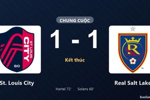 Thống kê trận đấu St. Louis City 1-1 Real Salt Lake: Hai đội chia điểm